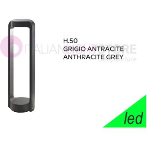 Gea Luce Srl Eurus Lampione H. 50 A Led Moderno Da Esterno Giardino Ip65 Grigio Antracite