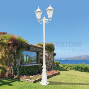 LIBERTI LAMP linea GARDEN Dafne Bianco Lampione H.221 A 2 Luci Con Lanterne Esagonali Per Esterno Giardino