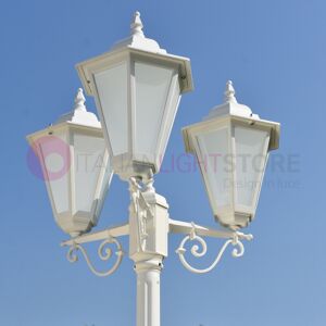 LIBERTI LAMP linea GARDEN Dafne Bianco Lampione H.251 A 3 Luci Con Lanterne Esagonali Per Esterno Giardino