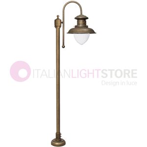 Iris Luce Navy Lampione Da Esterno In Ottone Anticato Stile Nautico Retrò H. 150 Cm