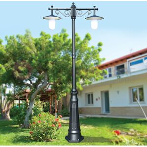 LIBERTI LAMP linea GARDEN Kairos Antracite Lampione H.230 A 2 Luci Da Esterno Giardino Con Piattini D.30