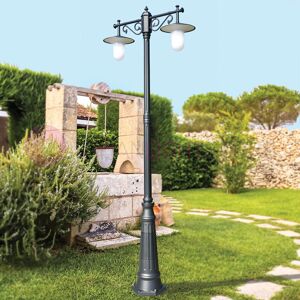 LIBERTI LAMP linea GARDEN Kairos Antracite Lampione H.260 A 2 Luci Da Esterno Giardino Con Piattini D.30