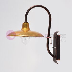 LIBERTI LAMP linea GARDEN Barchessa Lampada A Parete Da Esterno H.39 Con Piatto In Ottone Anticato