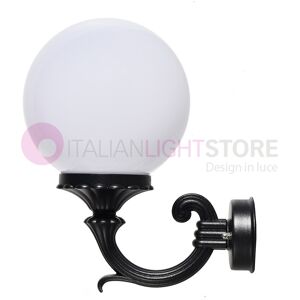 LIBERTI LAMP linea GARDEN Panama Lampada A Parete Lanterna Da Esterno Antracite Con Sfera Globo Policarbonato D.20 Opale