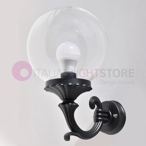 LIBERTI LAMP linea GARDEN Panama Lampada A Parete Lanterna Da Esterno Antracite Con Sfera Globo Policarbonato D.20 Trasparente