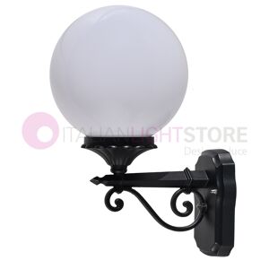 LIBERTI LAMP linea GARDEN Panama Lampada A Parete Applique Da Esterno Antracite Con Sfera Globo Policarbonato D.25 Opale