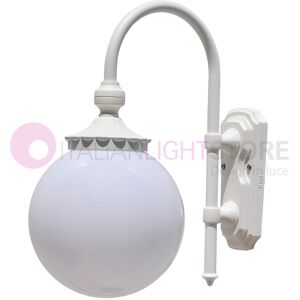 LIBERTI LAMP linea GARDEN Lisbona Lampada A Parete Applique Bianco Per Esterni Con Sfera Globo Policarbonato D.25 Opale