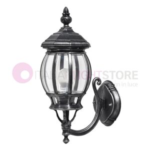 LIBERTI LAMP linea GARDEN Enea Lanterna A Parete In Alluminio Lampada Per Esterno Classica Nero-Argento Gardenlight