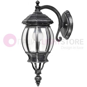 LIBERTI LAMP linea GARDEN Enea Applique Lanterna A Parete In Alluminio Per Esterno Classica Nero-Argento Gardenlight