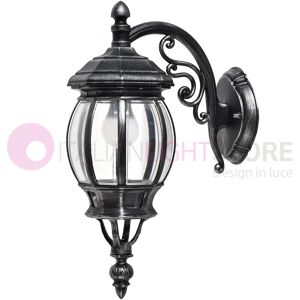 LIBERTI LAMP linea GARDEN Enea Applique Lanterna A Parete In Alluminio Applique Per Esterno Classica Nero-Argento Gardenlight