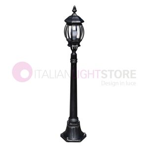 LIBERTI LAMP linea GARDEN Enea Lampione A 1 Luce H.119 In Alluminio Per Esterno Vialetto Giardino Nero-Argento