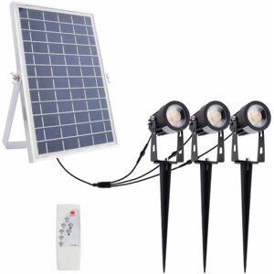 Kit 3 Faretti LED Solare con Picchetto 3x5W con Telecomando incluso