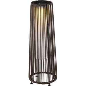 Outsunny Lanterna Solare da Giardino con Luce LED in Rattan e Metallo , Ø21.5x61cm, Marrone