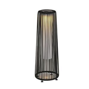 Outsunny Lanterna Solare da Giardino LED con Pannello di Ricarica in Rattan e Metallo , Ø21.5x61cm, Nero