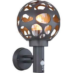 Globo Applique moderno da esterno Hilario nero con sensore di movimento dimmerabile  IP44