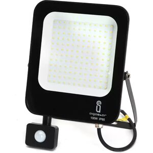 Faro proiettore Led 100W Nero da esterno IP65 Bianco neutro 4000K con sensore crepuscolare e di movimento Aigostar