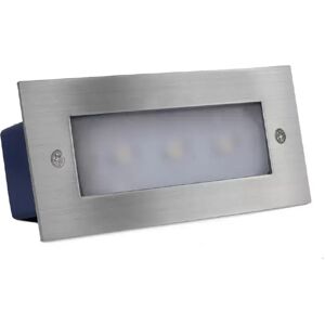 Segnapasso Led Argento 3W da incasso a parete Rettangolare IP65 Bianco caldo 3000K Wisdom