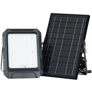 V-Tac Vt-55w Faro Led A Pannello Solare 10w Con Batteria Sostituibile, Telecomando, Cavo Da 3m Colore Nero 4000k Ip65 - 23438