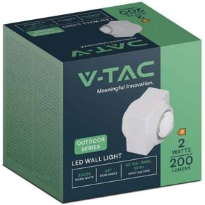 V-Tac Vt-2503 Lampada Applique Led 2w Da Parete Quadrata Doppio Fascio Luminoso 3000k Colore Bianco Ip54 - Sku 23029