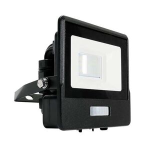 V-Tac Vt-118s Faro Led 10w Chip Samsung Con Sensore Di Movimento Pir E Crepuscolare Bianco Caldo 3000k Slim Alluminio Nero Box Derivazione Ip65 - Sku 20256