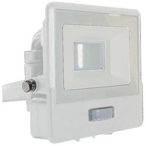 V-Tac Vt-118s Faro Led 10w Chip Samsung Con Sensore Di Movimento Pir E Crepuscolare Bianco Naturale 4000k Slim Alluminio Bianco Box Derivazione Ip65 - Sku 20269