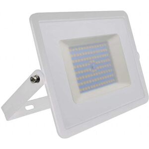 V-Tac Vt-40101 Faro Led Smd 100w Proiettore Corpo Bianco - Luce Bianco Naturale 4000k E-Series Ultra Slim Ip65 - Sku 215968