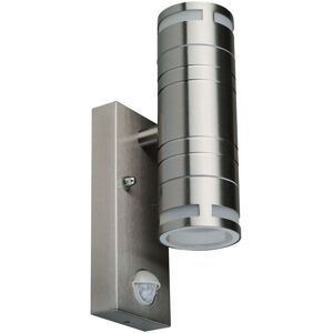 V-Tac Vt-7632s Portafaretto Led Da Parete Doppio 2xgu10 Con Sensore Movimento In Acciaio Inossidabile Ip44 Da Muro - Grigio Satinato - 5157