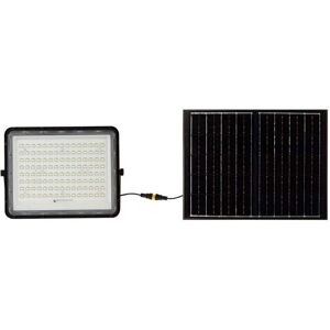 V-Tac Vt-180w Faro Led Nero Con Pannello Solare 20w E Telecomando Led Proiettore Con Batteria Sostituibile 6400k 3m Cavo - 7827