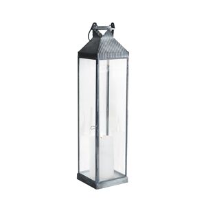 Milani Home lanterna in vetro di design moderno per giardino cm 11 x 11 x 44 h Grigio 11 x 44 x 11 cm