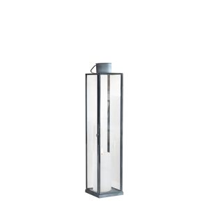 Milani Home lanterna in vetro di design moderno per giardino cm 10 x 10 x 46 h Grigio 10 x 46 x 10 cm