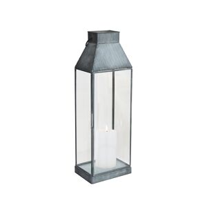 Milani Home lanterna in vetro di design moderno per giardino cm 18 x 12,5 x 51 h Grigio 18 x 51 x 12.5 cm