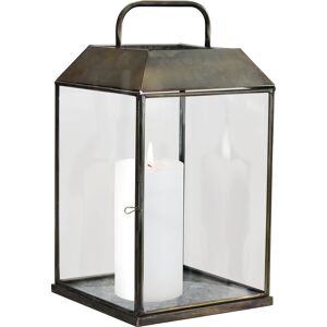 Milani Home lanterna in vetro di design moderno per giardino cm 25 x 25 x 46 h Bronzo 25 x 46 x 25 cm