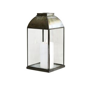 Milani Home lanterna in vetro di design moderno per giardino cm 20 x 20 x 42 h Bronzo 20 x 42 x 20 cm