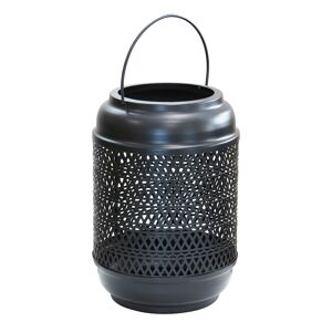 Milani Home lanterna in metallo di design moderno per giardino cm 17 x 17 x 26 h Nero 17 x 26 x 17 cm