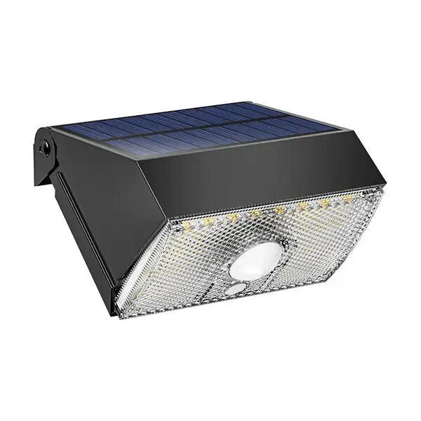 faretto led solare da parete ip65 con sensore pir crepuscolare 1000 lumen 4000k