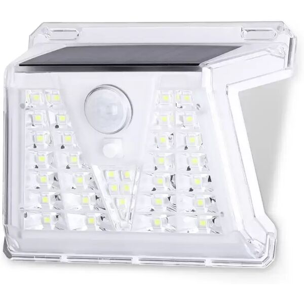 applique 33 led 0,35w bianco con pannello solare ip65 bianco freddo 6500k con sensore crepuscolare e di movimento aigostar