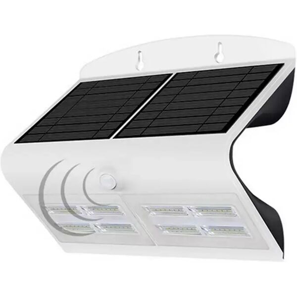 applique led 1,5w bianco con pannello solare ip65 bianco neutro 4000k con sensore crepuscolare e di movimento novaline