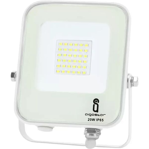 faro proiettore led 20w bianco da esterno ip65 bianco freddo 6500k aigostar