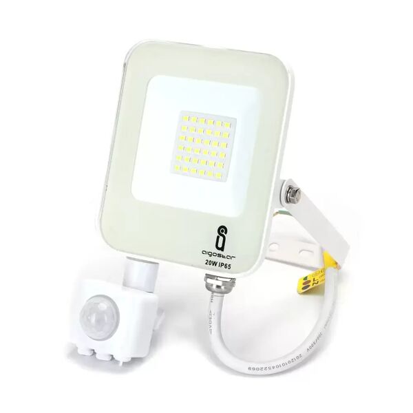 faro proiettore led 20w bianco da esterno ip65 bianco freddo 6500k con sensore crepuscolare e di movimento aigostar