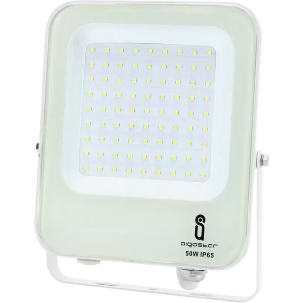 faro proiettore led 50w bianco da esterno ip65 bianco freddo 6500k aigostar