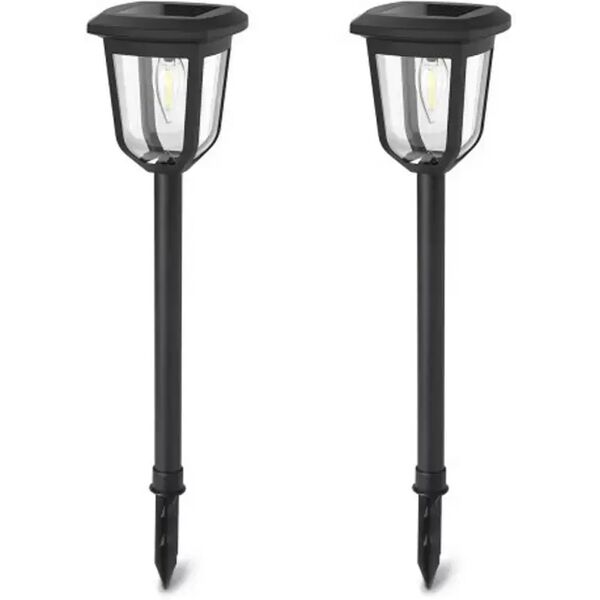 lampioncino segnapassi led elf 0,3w nero con pannello solare ip44 bianco caldo 3000k con sensore crepuscolare aigostar