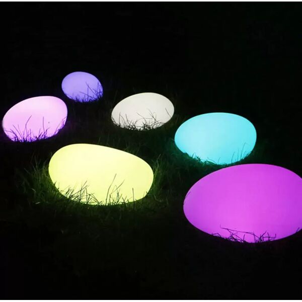 sfera led stone luminosa decorativa da giardino 1w rgbw 28×21 cm ip65 a batteria 1 lampada piccola v-tac