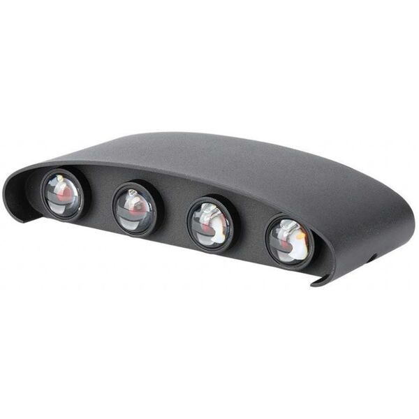 v-tac vt-848 lampada led da parete 7w doppio fascio luminoso applique da muro in alluminio nero luce 3000k ip65 - sku 218619