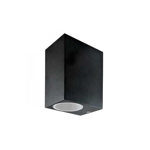 v-tac vt-7652 portalampada led da parete in alluminio satinato quadrato nero da muro 2xgu10 ip44 sku 7511