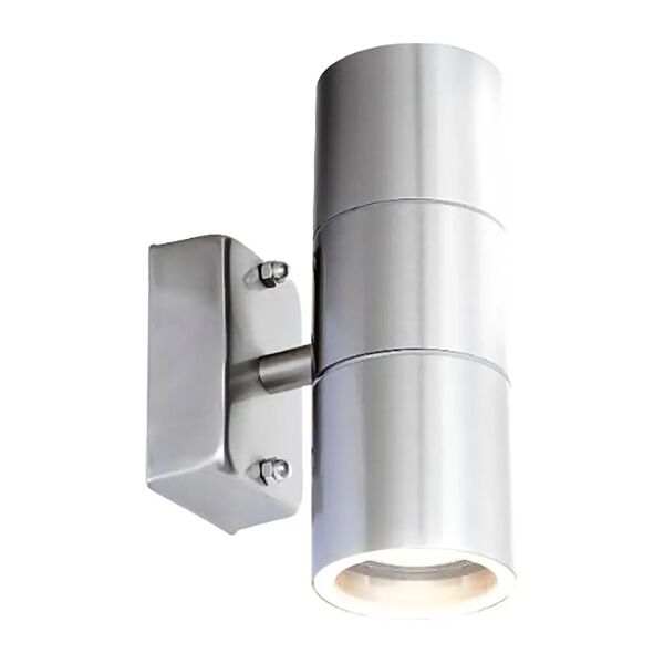 tecnomat applique style 2xgu10 5w 210 lumen 3000k luce calda 104x165x60 mm in acciaio e vetro ip44