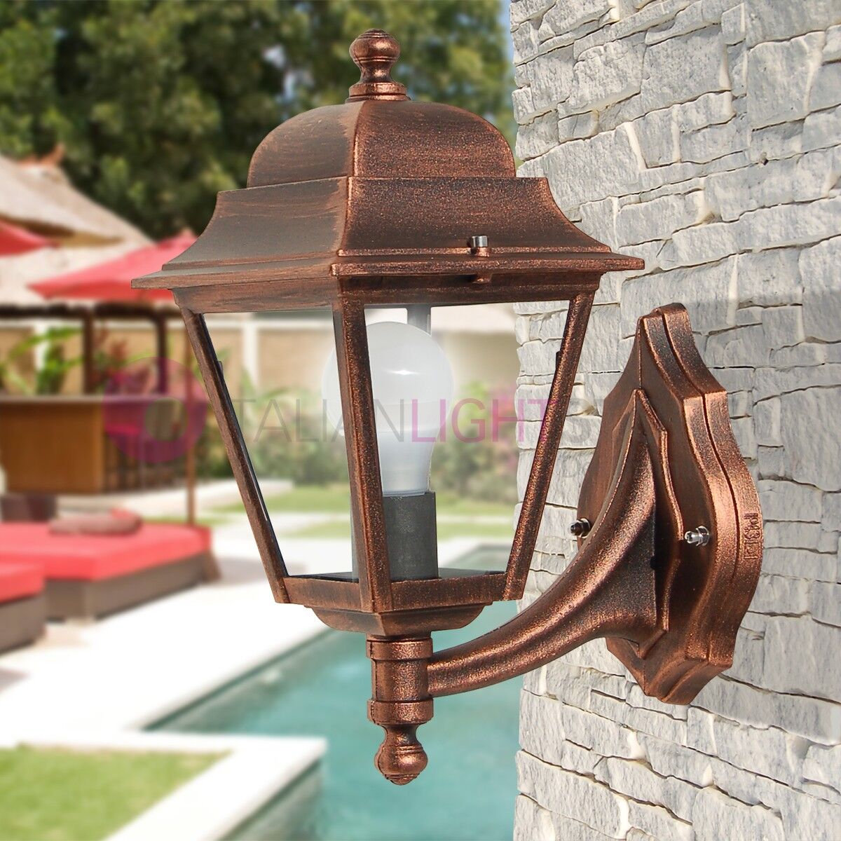 LIBERTI LAMP linea GARDEN Athena Piccola Lanterna A Parete Quadrata Classica Per Esterno Giardino