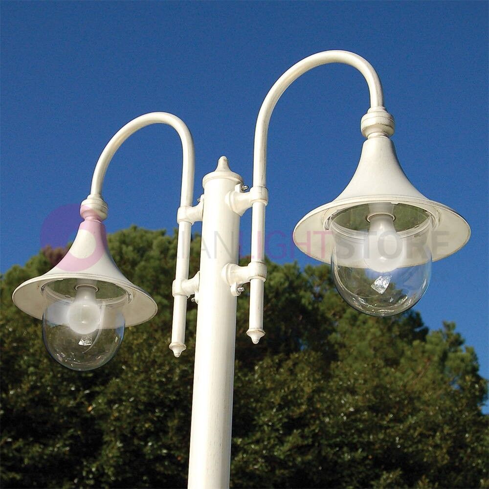 LIBERTI LAMP linea GARDEN Dione Bianco Palo Lampione Classico In Alluminio Per Illuminazione Esterno Giardino