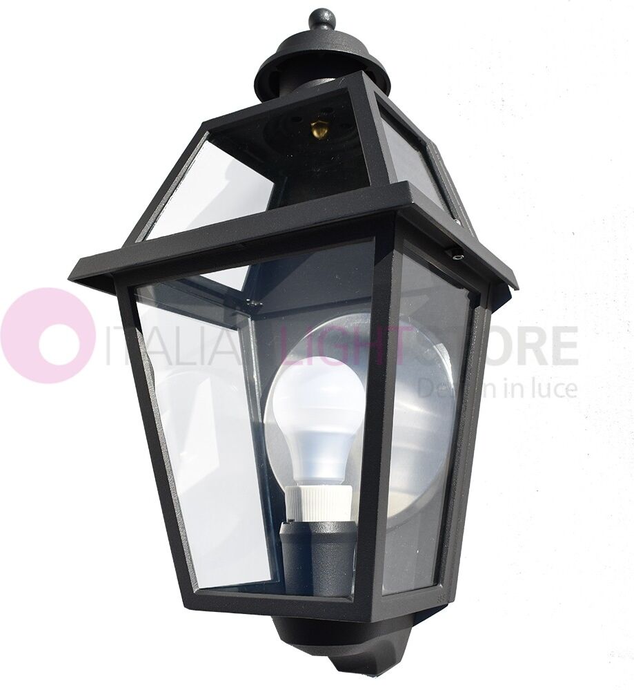 Iris Luce Rivalba Mezza Lanterna A Parete Applique Per Esterno Vetri Trasparenti Gardenlight