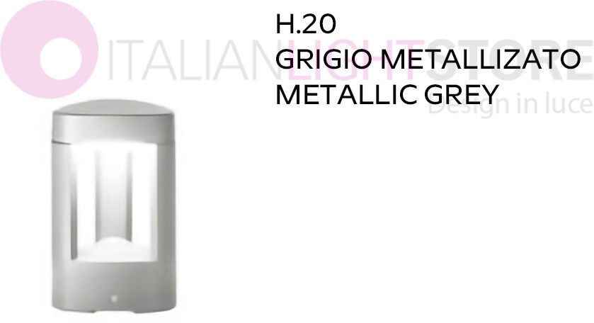 Gea Luce Srl Janet Lampioncino Moderno H. 20 Cm Da Esterno Ip54 Illuminazione Design Grigio Metallizzato