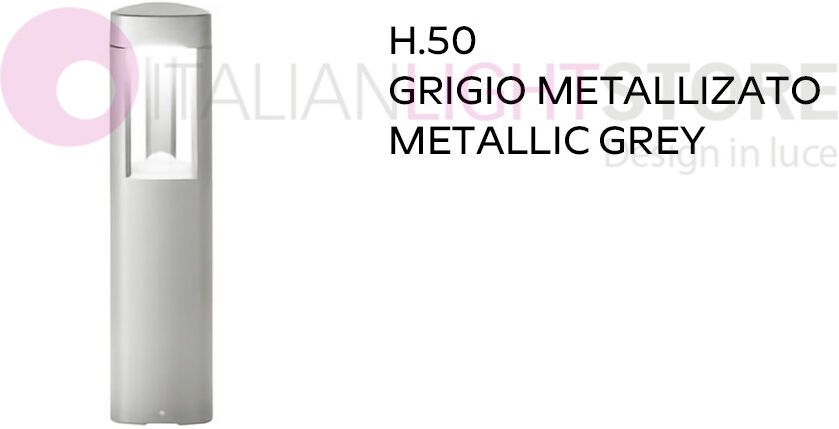 Gea Luce Srl Janet Lampioncino Moderno H. 50 Cm Da Esterno Ip54 Illuminazione Design Grigio Metallizzato